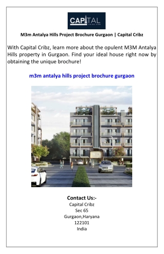 M3m Antalya Hills Project Brochure Gurgaon  Capital Cribz