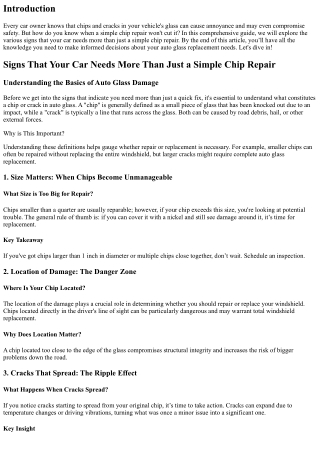 Signs That Your Car Needs More Than Just a Simple Chip Repair