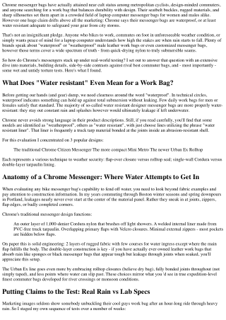 Are Chrome Messengers Actually Water Resistant? We Check Them!