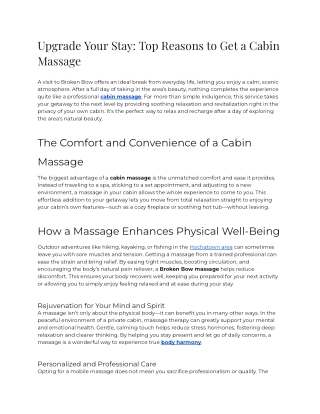 E - Upgrade Your Stay_ Top Reasons to Get a Cabin Massage