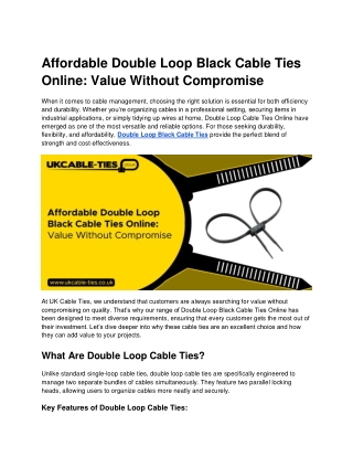 Affordable Double Loop Black Cable Ties Online_ Value Without Compromise
