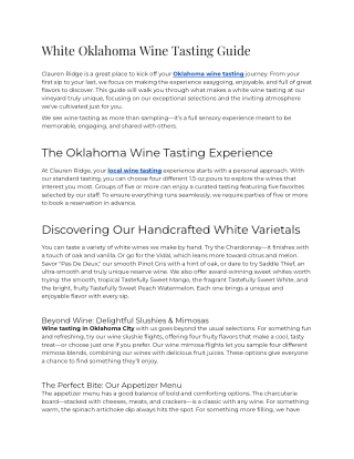 E - White Oklahoma Wine Tasting Guide