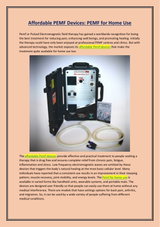 Affordable PEMF Devices PEMF for Home Use