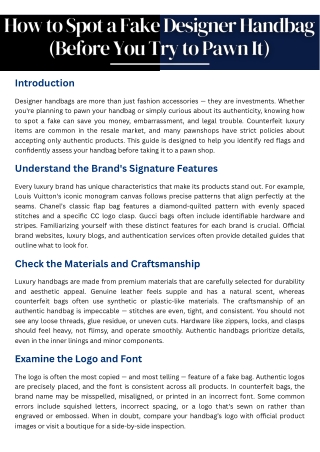 How to Spot a Fake Designer Handbag (Before You Try to Pawn It)