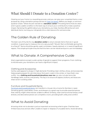 What Should I Donate to a Donation Center