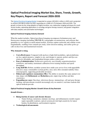Optical Preclinical Imaging Market