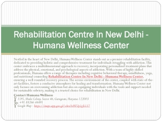 Rehabilitation Centre In Delhi - Humana Wellness Center
