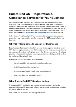 End-to-End GST Registration & Compliance Services for Your Business