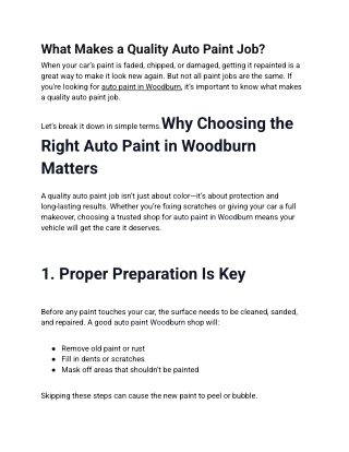 What Makes a Quality Auto Paint Job_