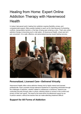 Healing from Home_ Expert Online Addiction Therapy with Havenwood Health
