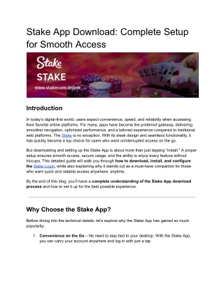 Stake App Download: Complete Setup for Smooth Access