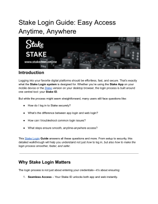 Stake Login Guide: Easy Access Anytime, Anywhere