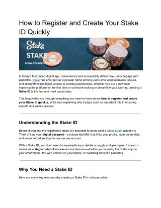 How to Register and Create Your Stake ID Quickly