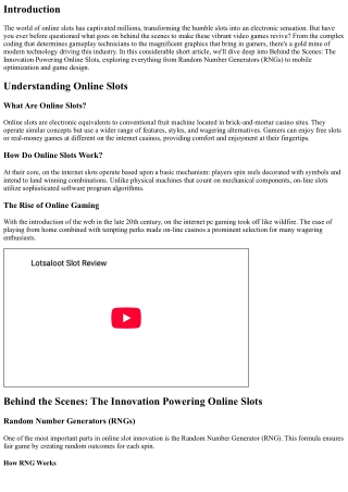 Behind the Scenes: The Modern Technology Powering Online Slots