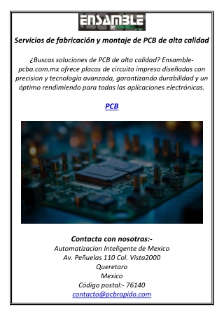 Servicios de fabricación y montaje de PCB de alta calidad