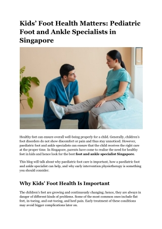 Pediatric Foot & Ankle Care in Singapore