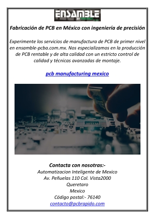Fabricación de PCB en México con ingeniería de precisión