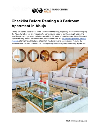 Checklist Before Renting a 3 Bedroom Apartment in Abuja