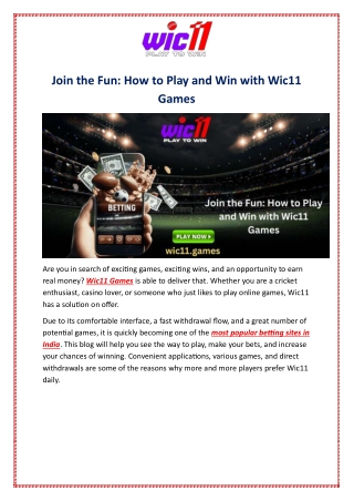 Join the Fun: How to Play and Win with Wic11 Games