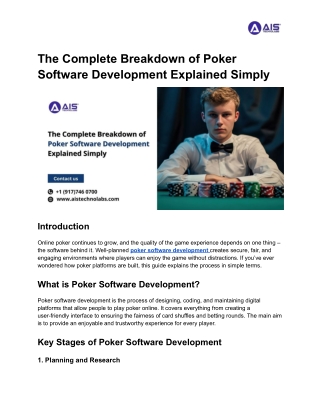 The Complete Breakdown of Poker Software Development Explained Simply