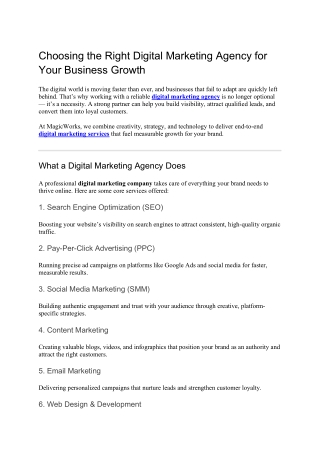 Choosing the Right Digital Marketing Agency for Your Business Growth