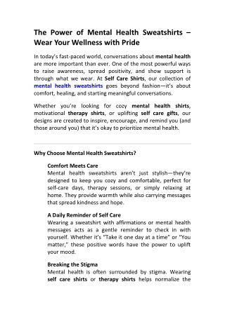 Mental Health Sweatshirts for Comfort & Self Care