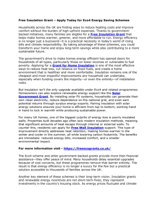 Free Insulation Grant – Apply Today for Eco4 Energy Saving Schemes