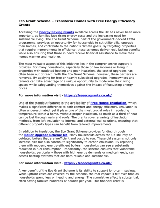 Eco Grant Scheme – Transform Homes with Free Energy Efficiency Grants