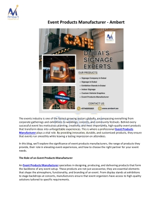 Event Products Manufacturer - Ambert