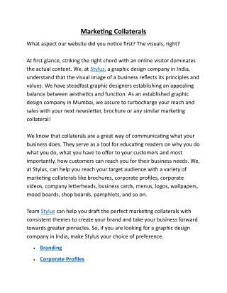 Marketing Collaterals