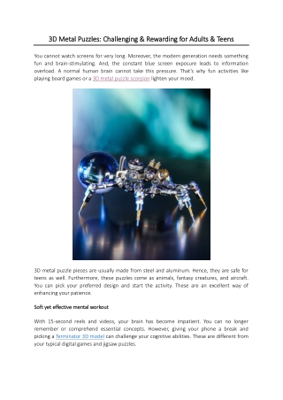 3D Metal Puzzles: Challenging & Rewarding for Adults & Teens