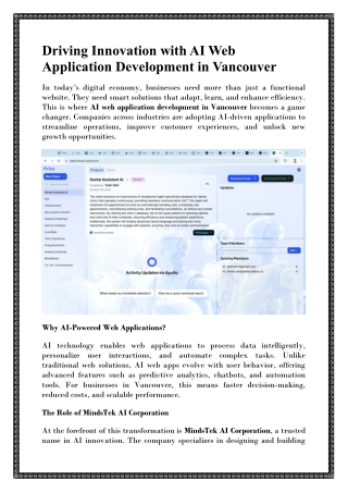 Professional AI Web App Development in Vancouver Canada