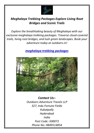 Meghalaya Trekking Packages Explore Living Root Bridges and Scenic Trails