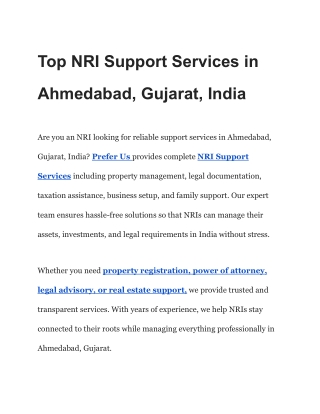 Top NRI Support Services in Ahmedabad, Gujarat, India