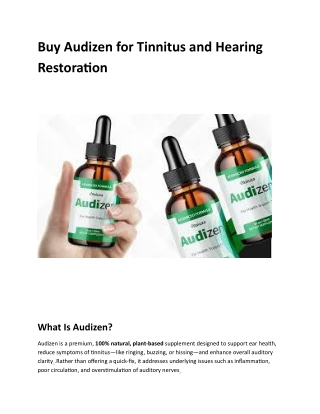 Buy Audizen for Tinnitus and Hearing Restoration