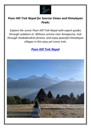 Poon Hill Trek Nepal for Sunrise Views and Himalayan Peaks