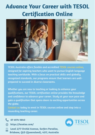 Advance Your Career with TESOL Certification Online