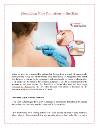 Identifying Mole Formation on the Skin