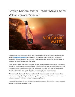 What Makes Bottled Mineral Water from Volcanic Origins Special?