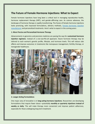 Top Female hormones injection manufacturer By Cooper pharma