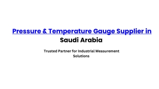Pressure & Temperature Gauge Supplier in Saudi Arabia