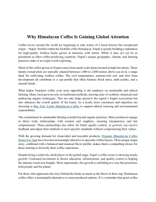 Why Himalayan Coffee Is Gaining Global Attention