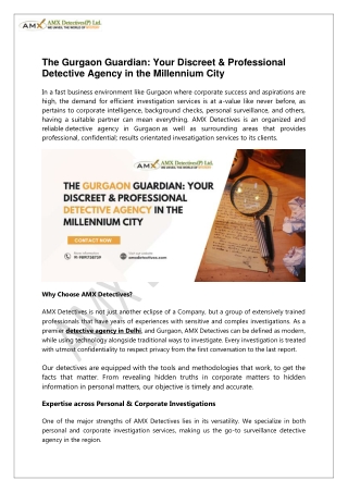 The Gurgaon Guardian: Your Discreet & Professional Detective Agency