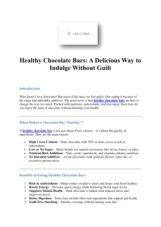 Healthy Chocolate Bar | Guilt-Free Indulgence