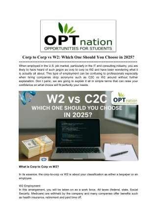 Corp to Corp vs W2- Which One Should You Choose in 2025