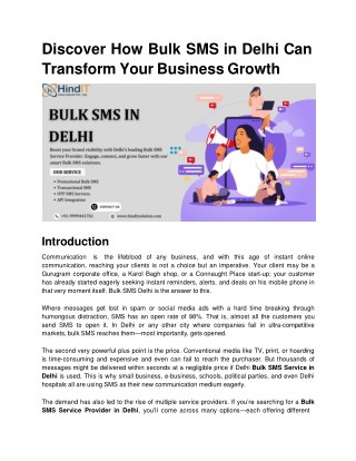 Discover How Bulk SMS in Delhi Can Transform Your Business Growth