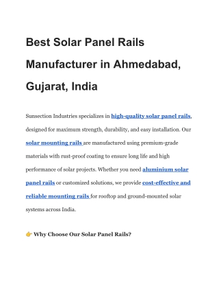Best Solar Panel Rails Manufacturer in Ahmedabad, Gujarat, India