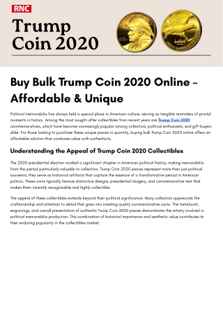 Buy Bulk Trump Coin 2020 Online – Affordable & Unique