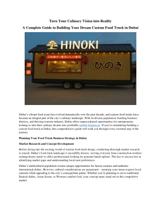 Custom Food Truck in Dubai