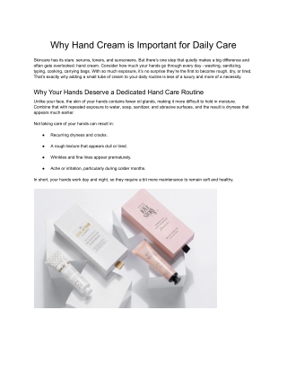 Why Hand Cream is Important for Daily Care